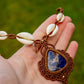 Sodalite & cowrie shells macrame necklace
