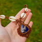 Sodalite & cowrie shells macrame necklace