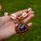 Sodalite & cowrie shells macrame necklace