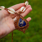 Sodalite & cowrie shells macrame necklace
