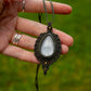 Grey Moonstone macrame necklace