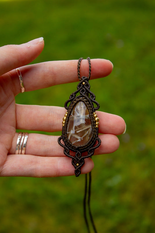 Stick Agate macrame necklace