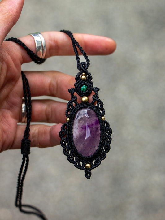 Amethyst & Malachite necklace