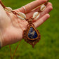 Sodalite & cowrie shells macrame necklace
