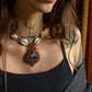 Sodalite & cowrie shells macrame necklace