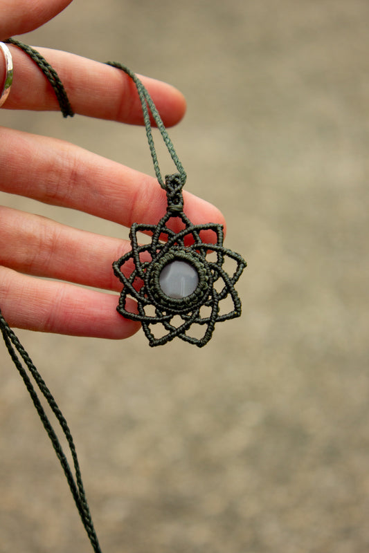 Grey Moonstone macrame necklace