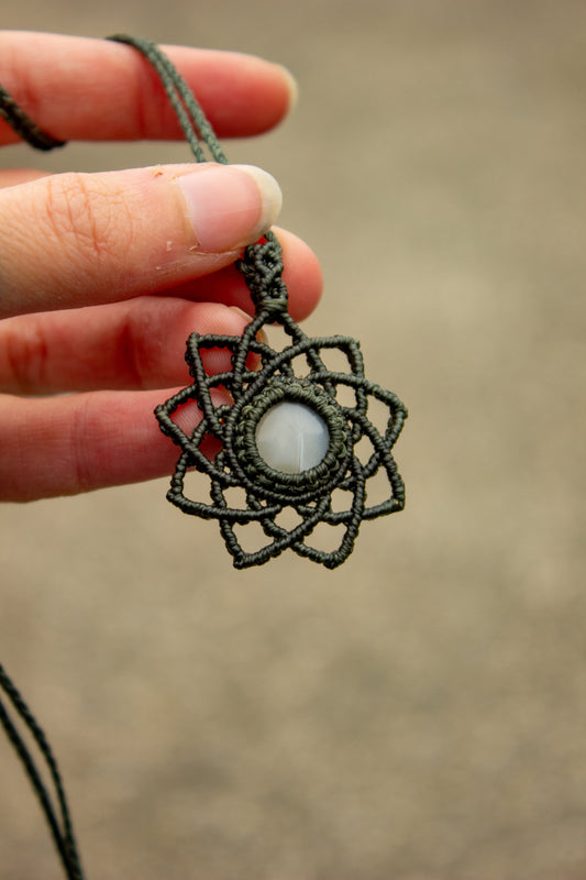 Grey Moonstone macrame necklace