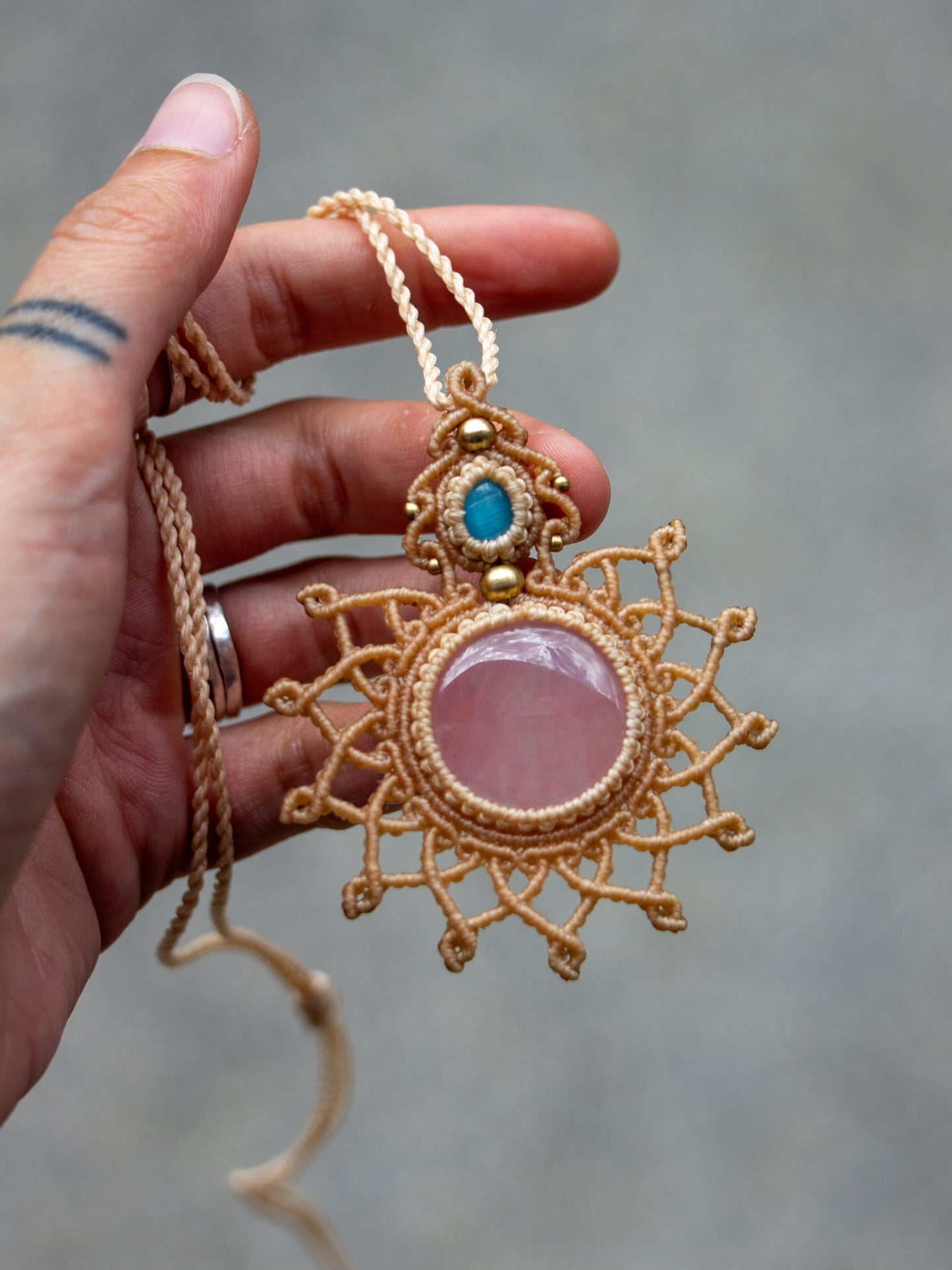 Blue Cat's Eye & Rose Quartz necklace