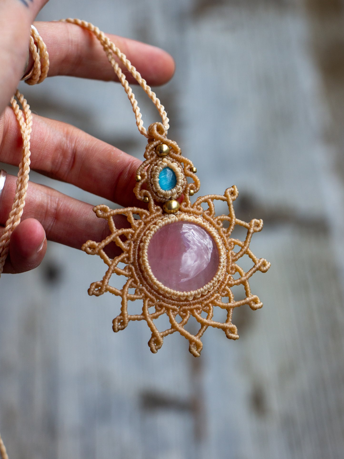 Blue Cat's Eye & Rose Quartz necklace