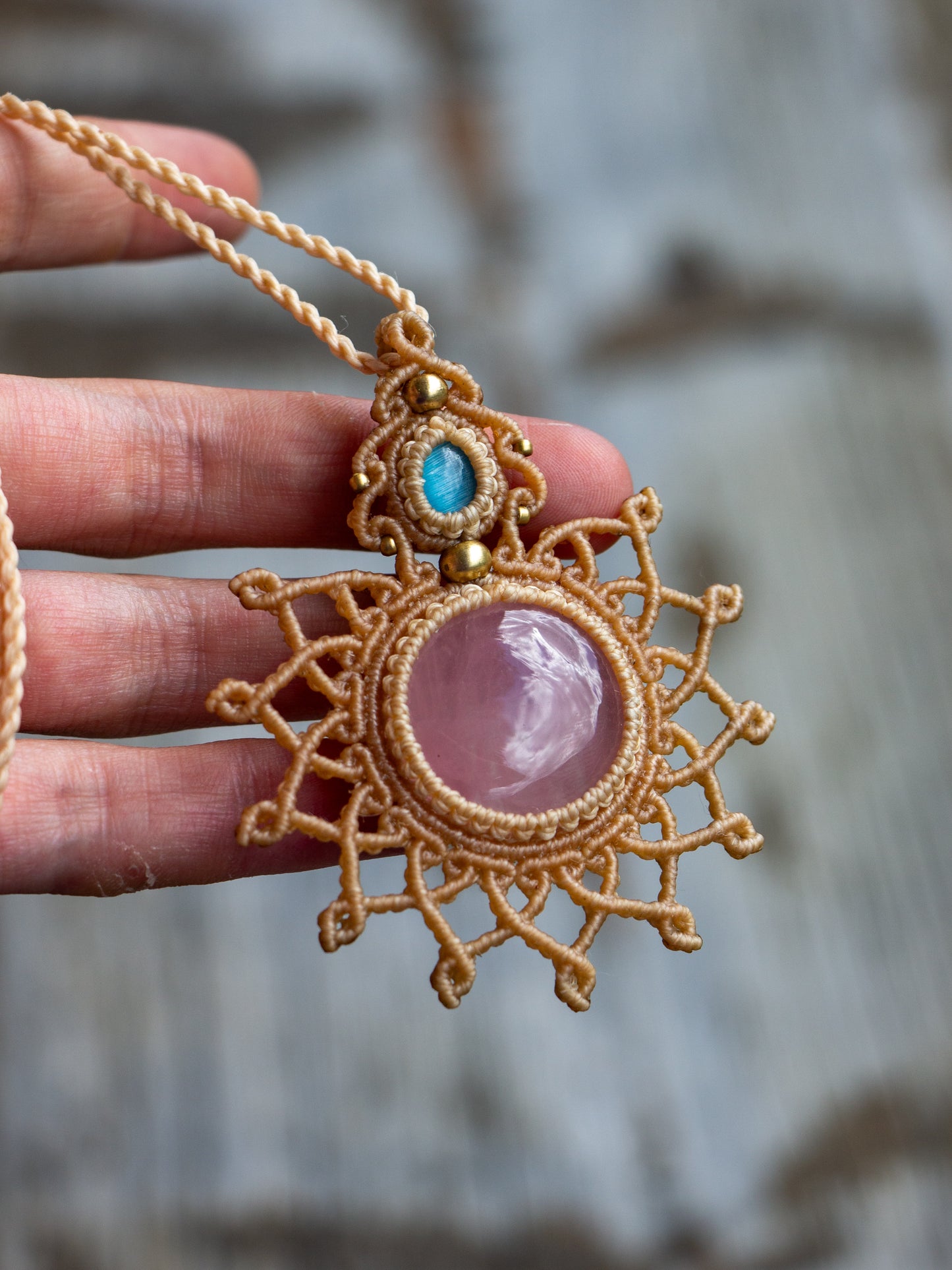 Blue Cat's Eye & Rose Quartz necklace