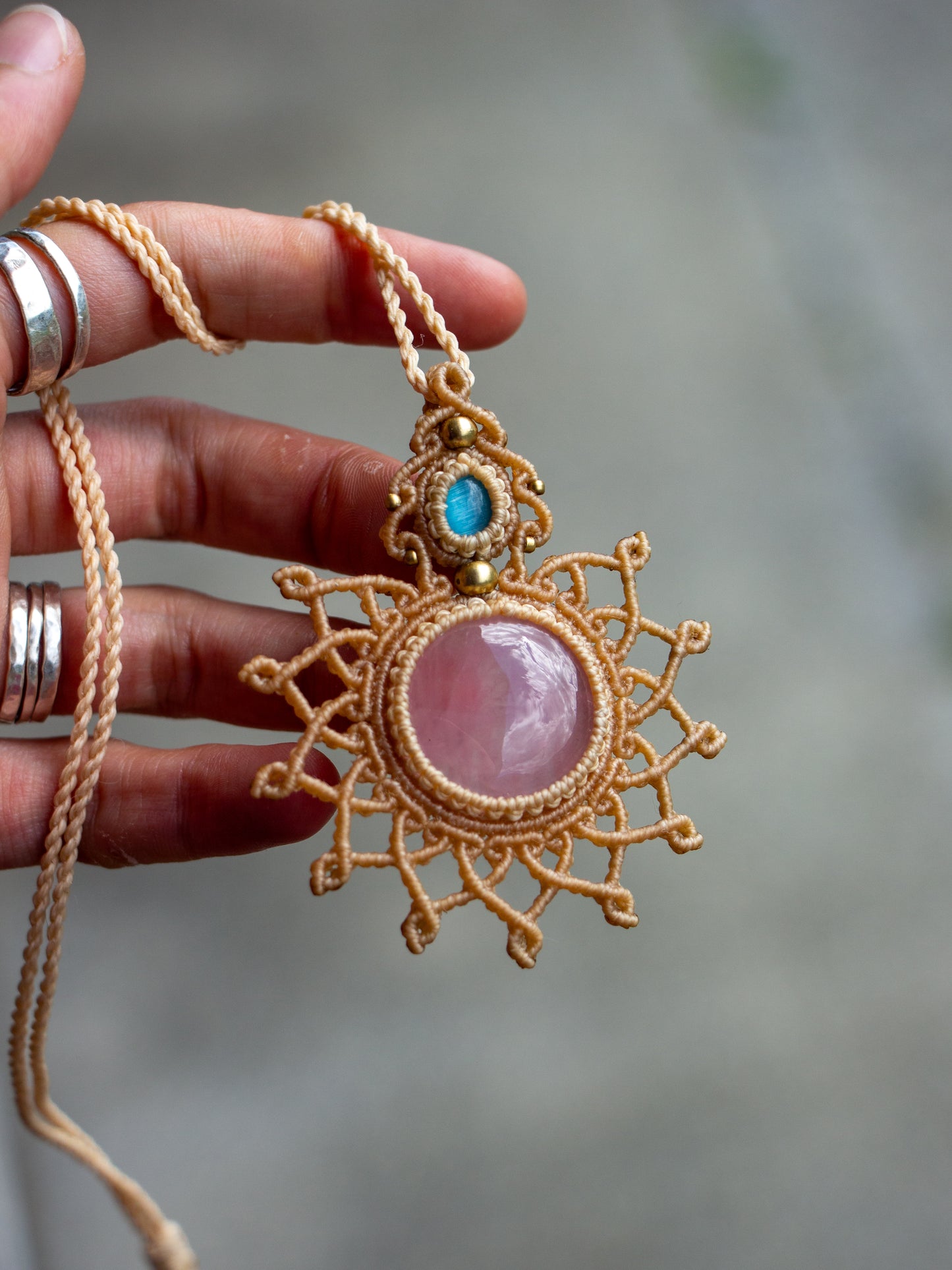 Blue Cat's Eye & Rose Quartz necklace