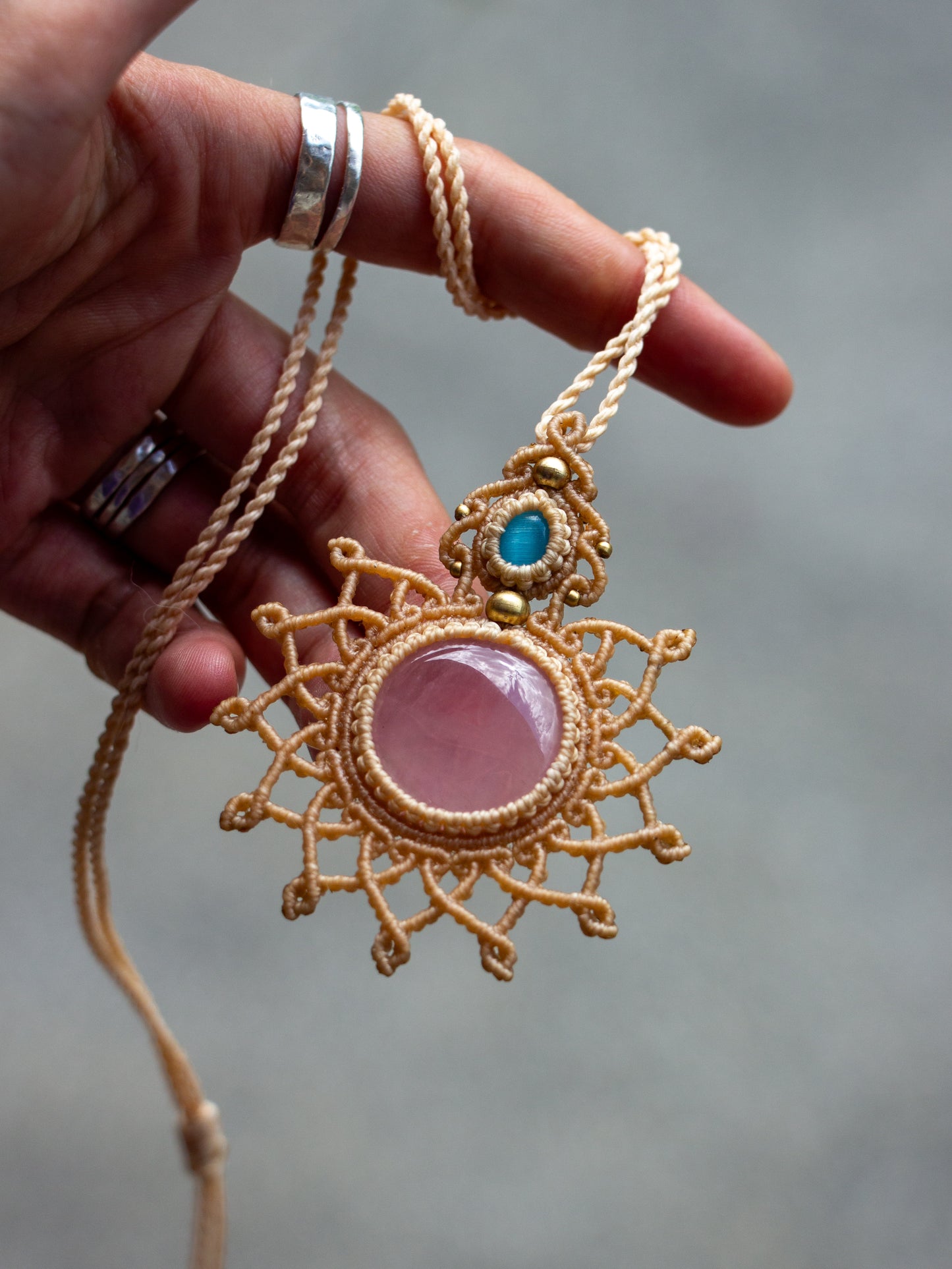 Blue Cat's Eye & Rose Quartz necklace