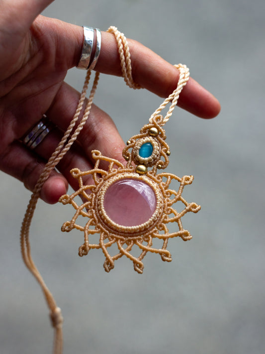 Blue Cat's Eye & Rose Quartz necklace