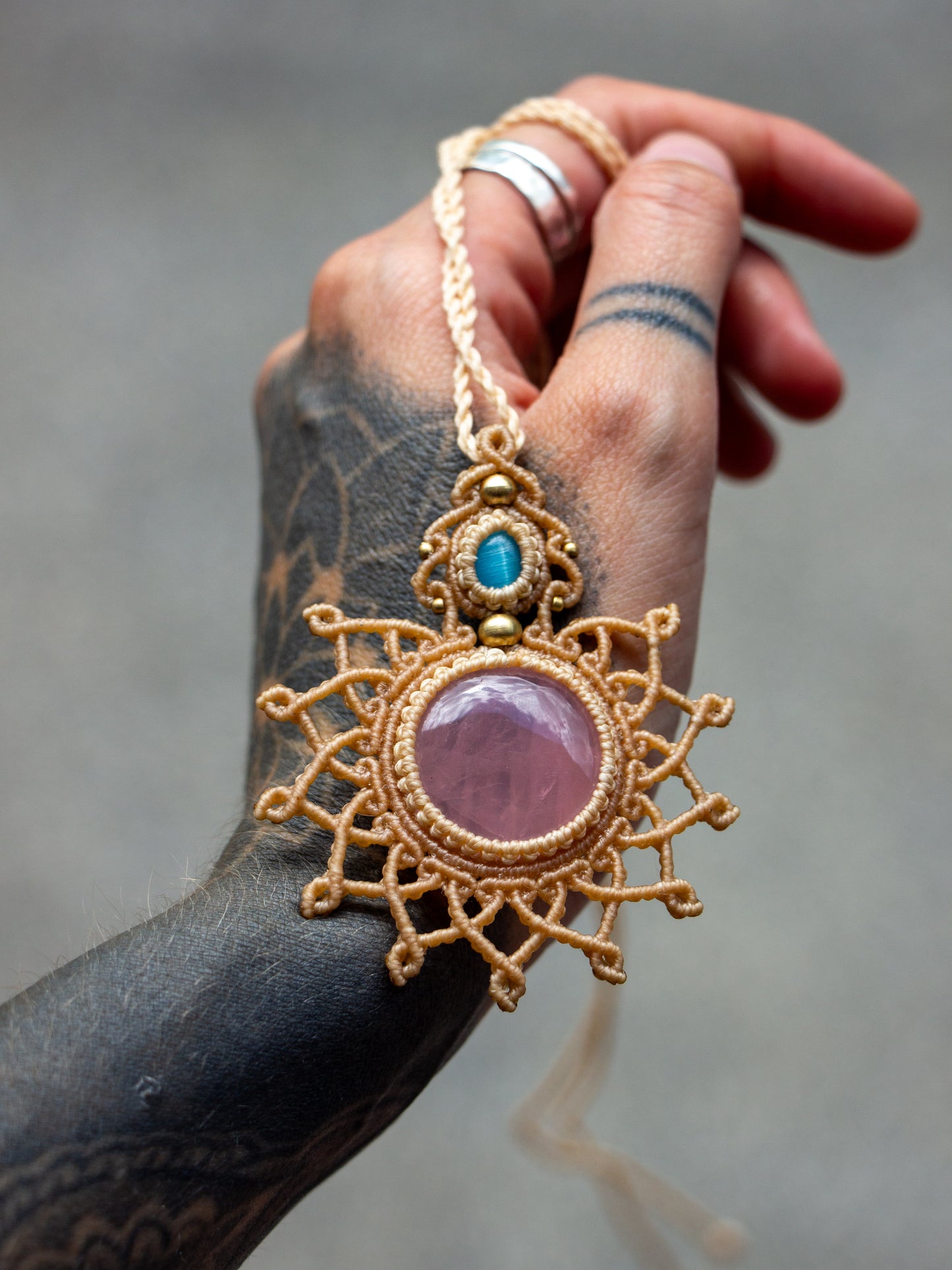 Blue Cat's Eye & Rose Quartz necklace