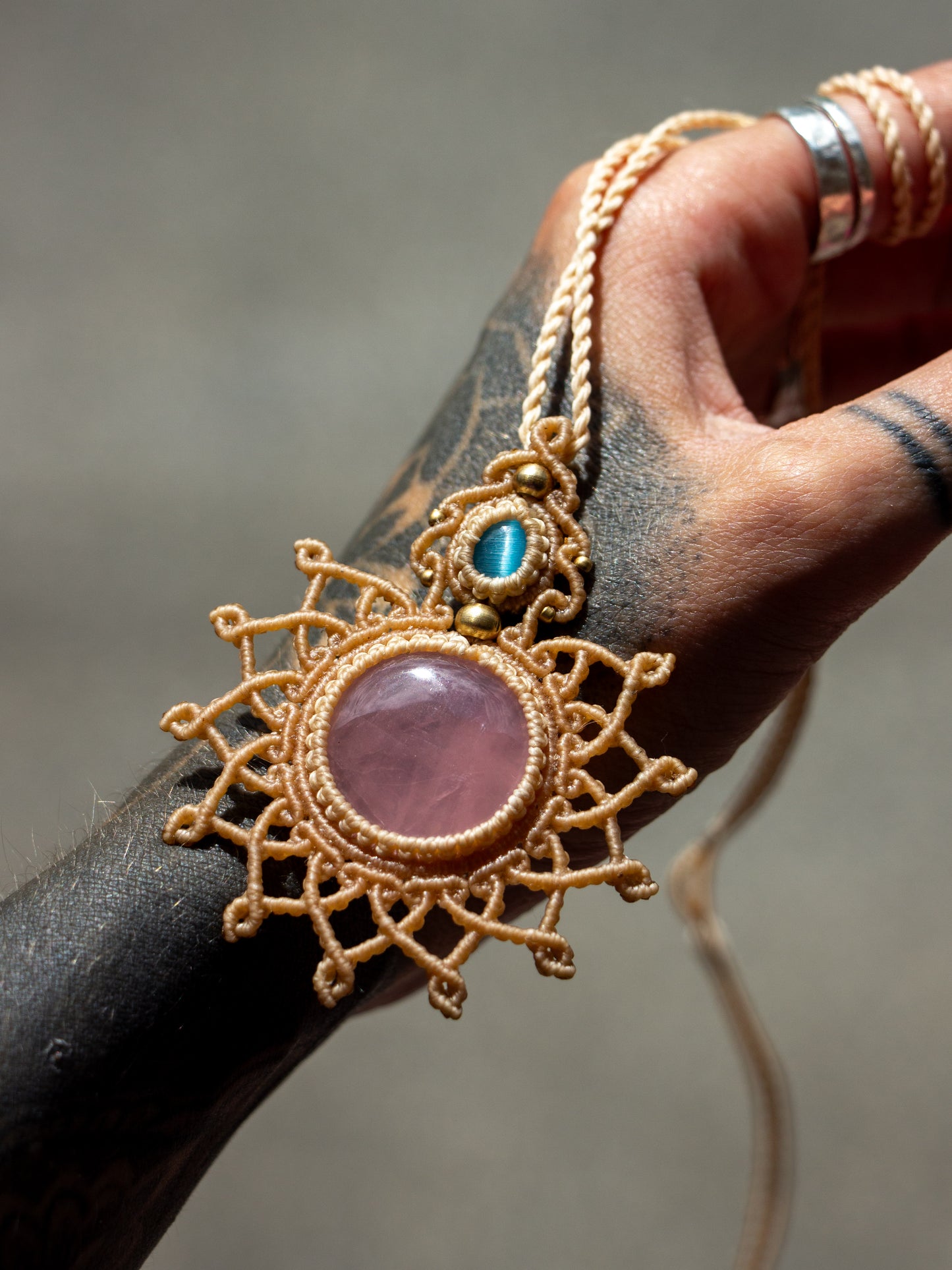 Blue Cat's Eye & Rose Quartz necklace