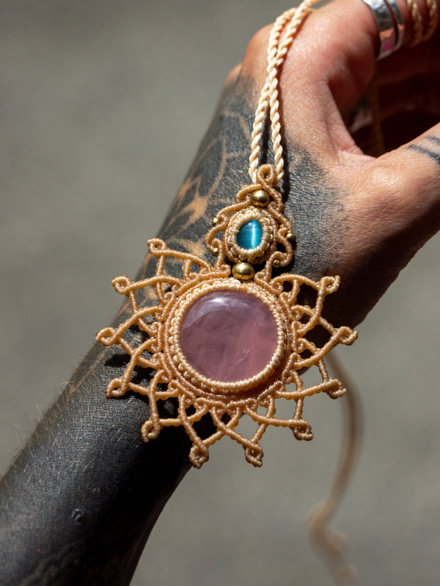 Blue Cat's Eye & Rose Quartz necklace