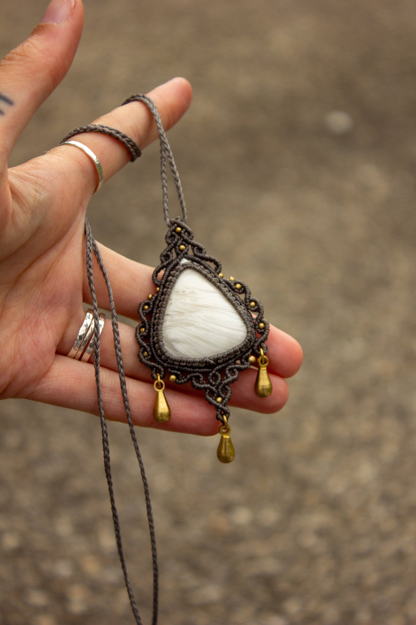 Scolecite macrame necklace