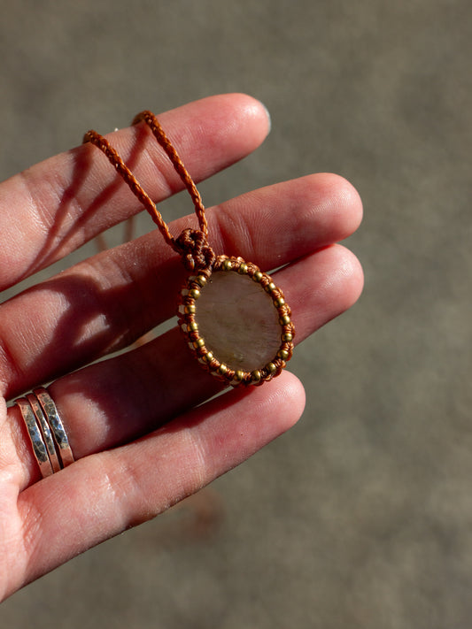 Rutilated Quartz macrame necklace