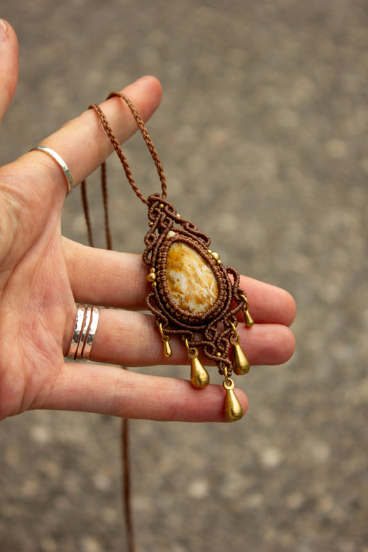 Polka Dot Jasper macrame necklace