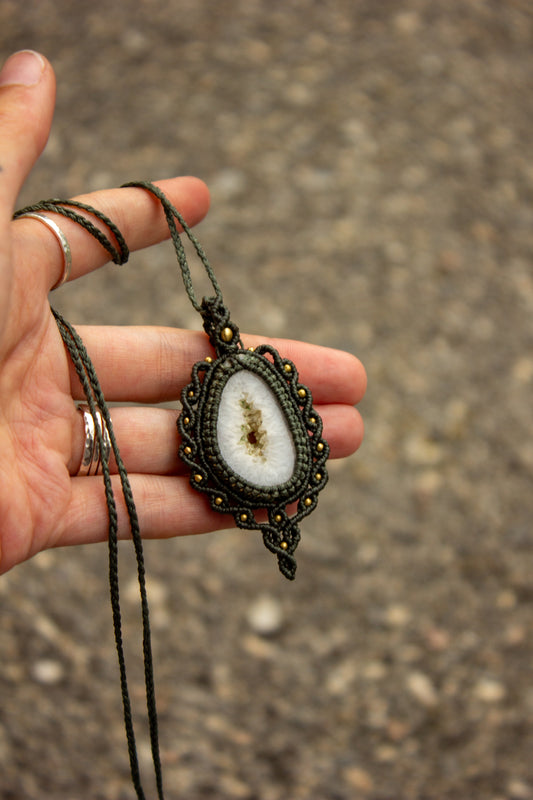 White Onyx macrame necklace