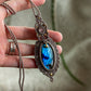 Grey Moonstone & Labradorite macrame necklace