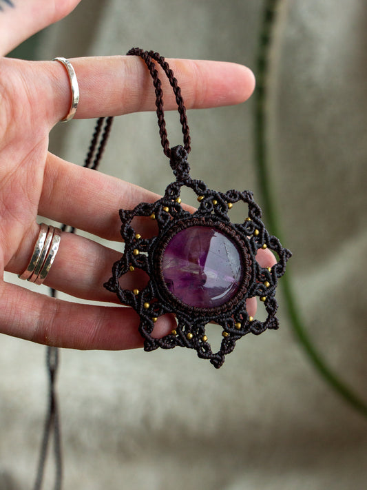 Amethyst macrame necklace