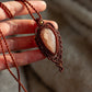 Peach Moonstone macrame necklace