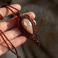 Peach Moonstone macrame necklace