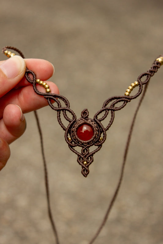 Carnelian macrame necklace