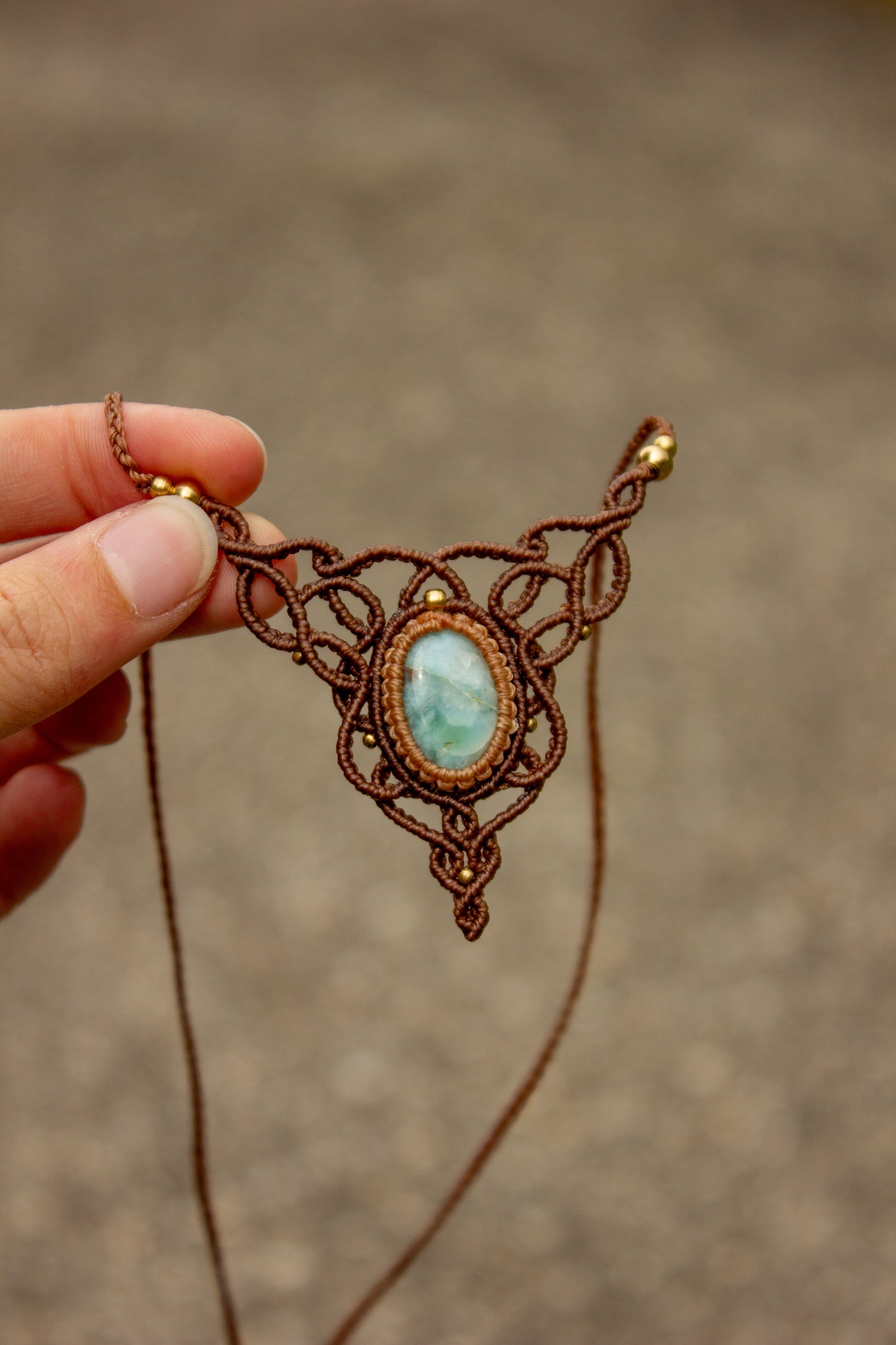 Larimar macrame necklace