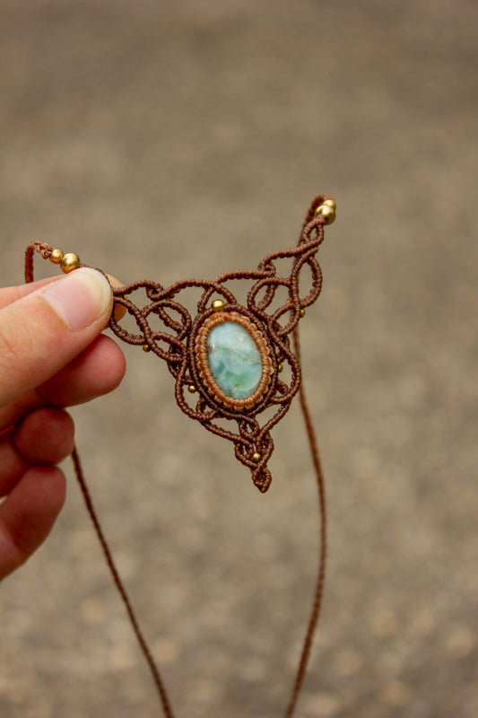 Larimar macrame necklace