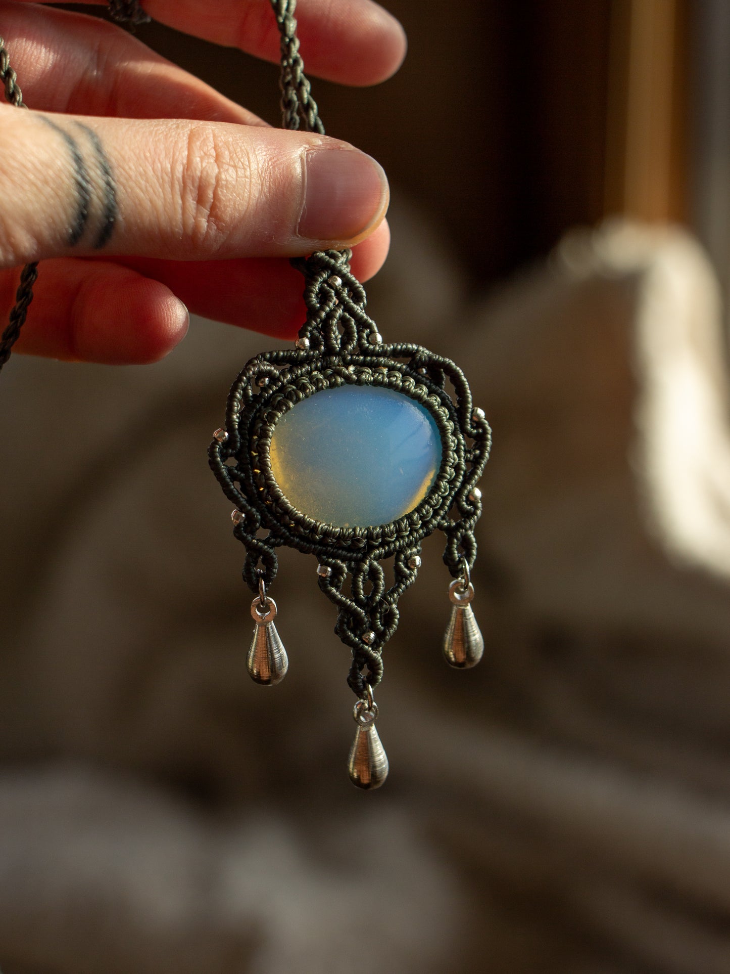 Opalite macrame necklace