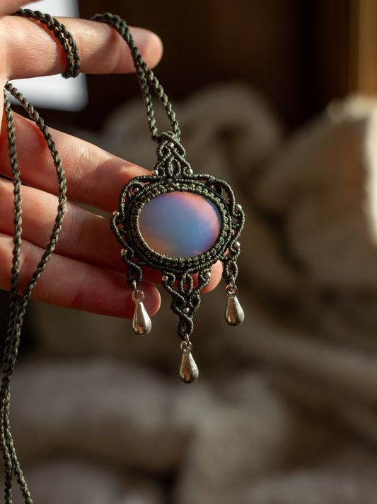 Opalite macrame necklace