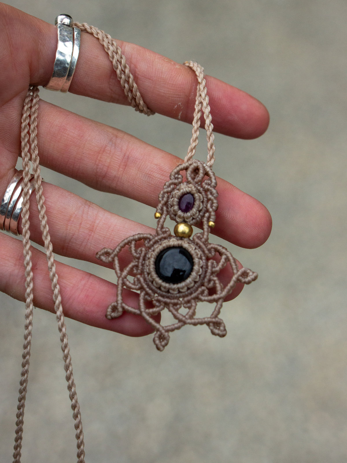 Onyx & Amethyst necklace