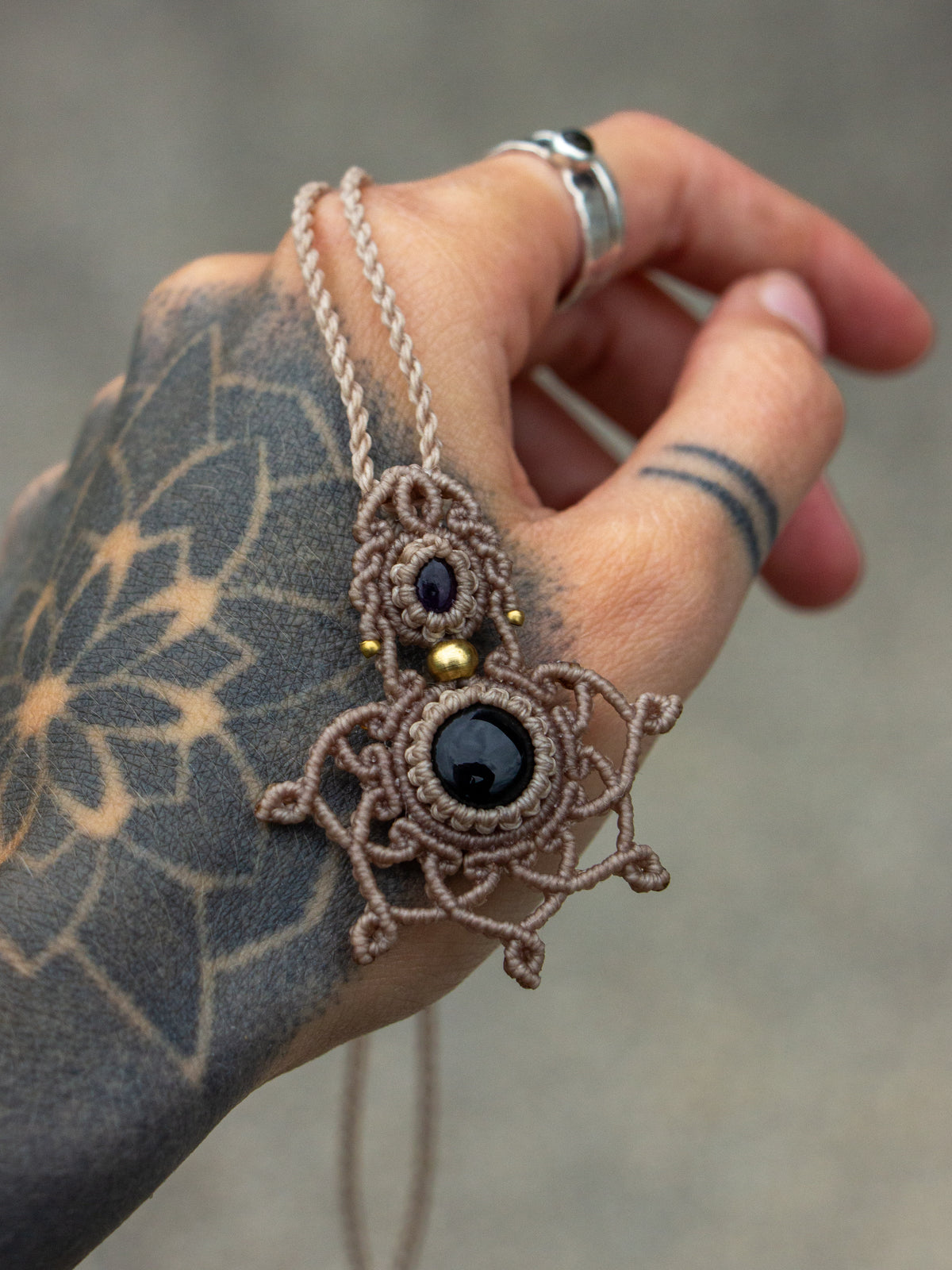 Onyx & Amethyst necklace