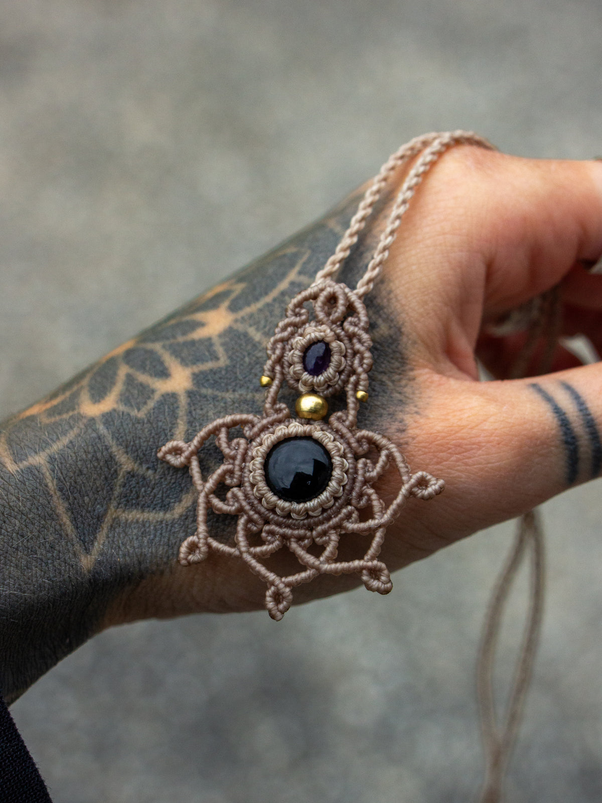 Onyx & Amethyst necklace