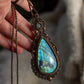 Moss Agate & Labradorite macrame necklace