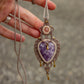 Rose Quartz & Lepidolite macrame necklace