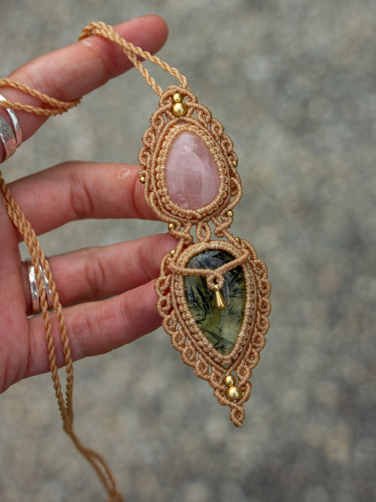 Prehnite & Rose Quartz necklace