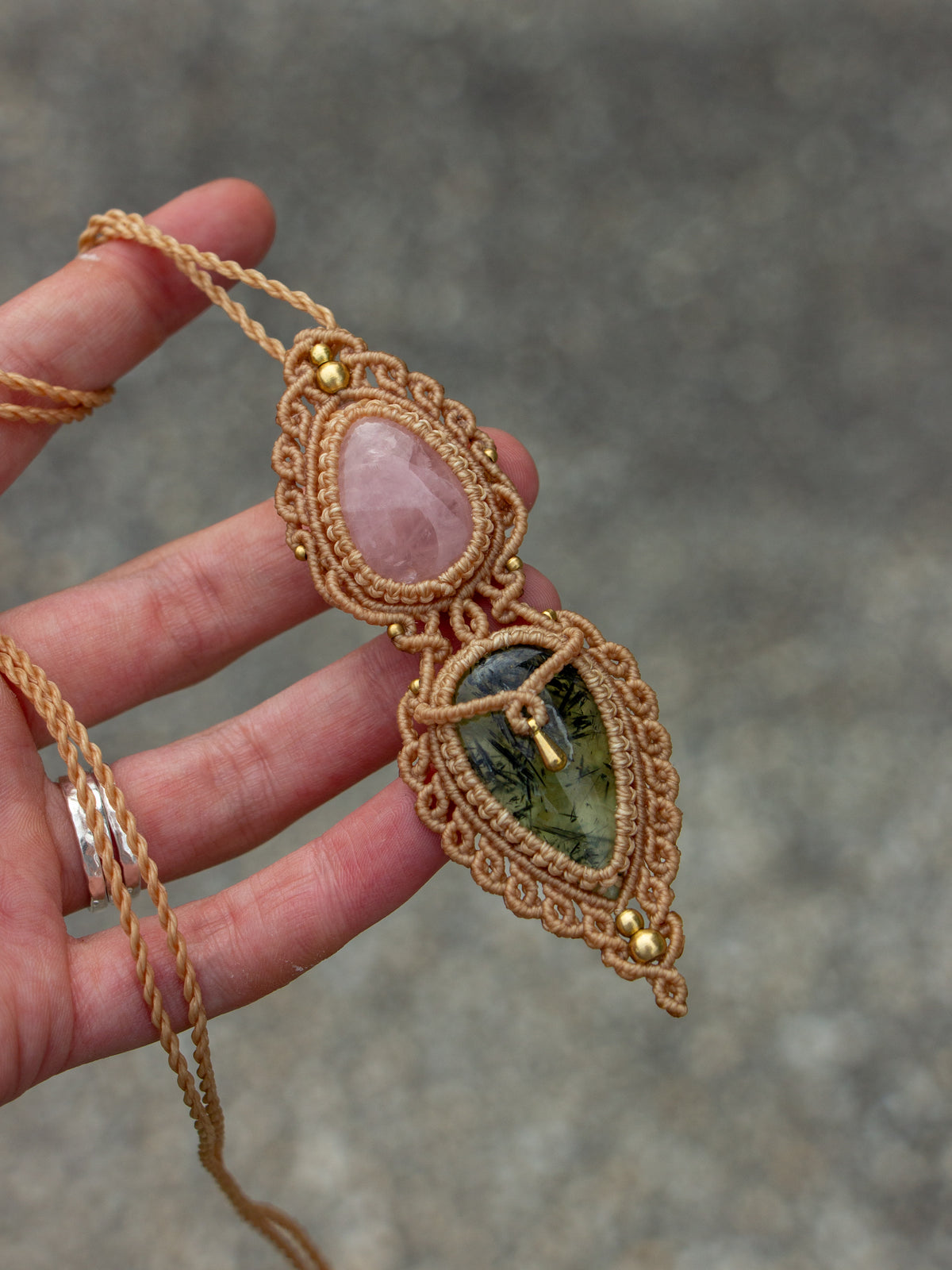 Prehnite & Rose Quartz necklace