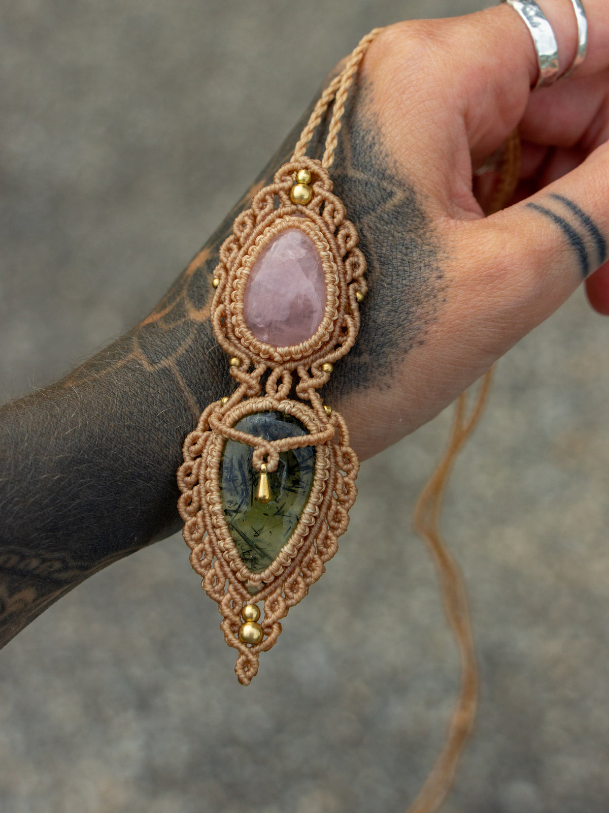 Prehnite & Rose Quartz necklace
