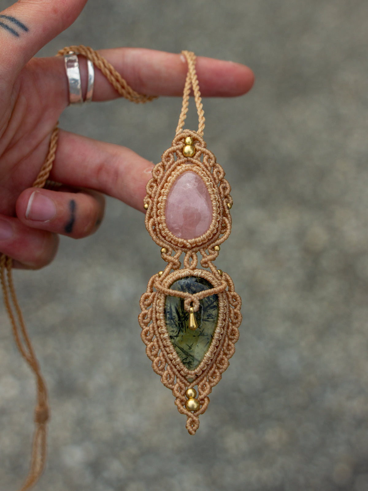Prehnite & Rose Quartz necklace