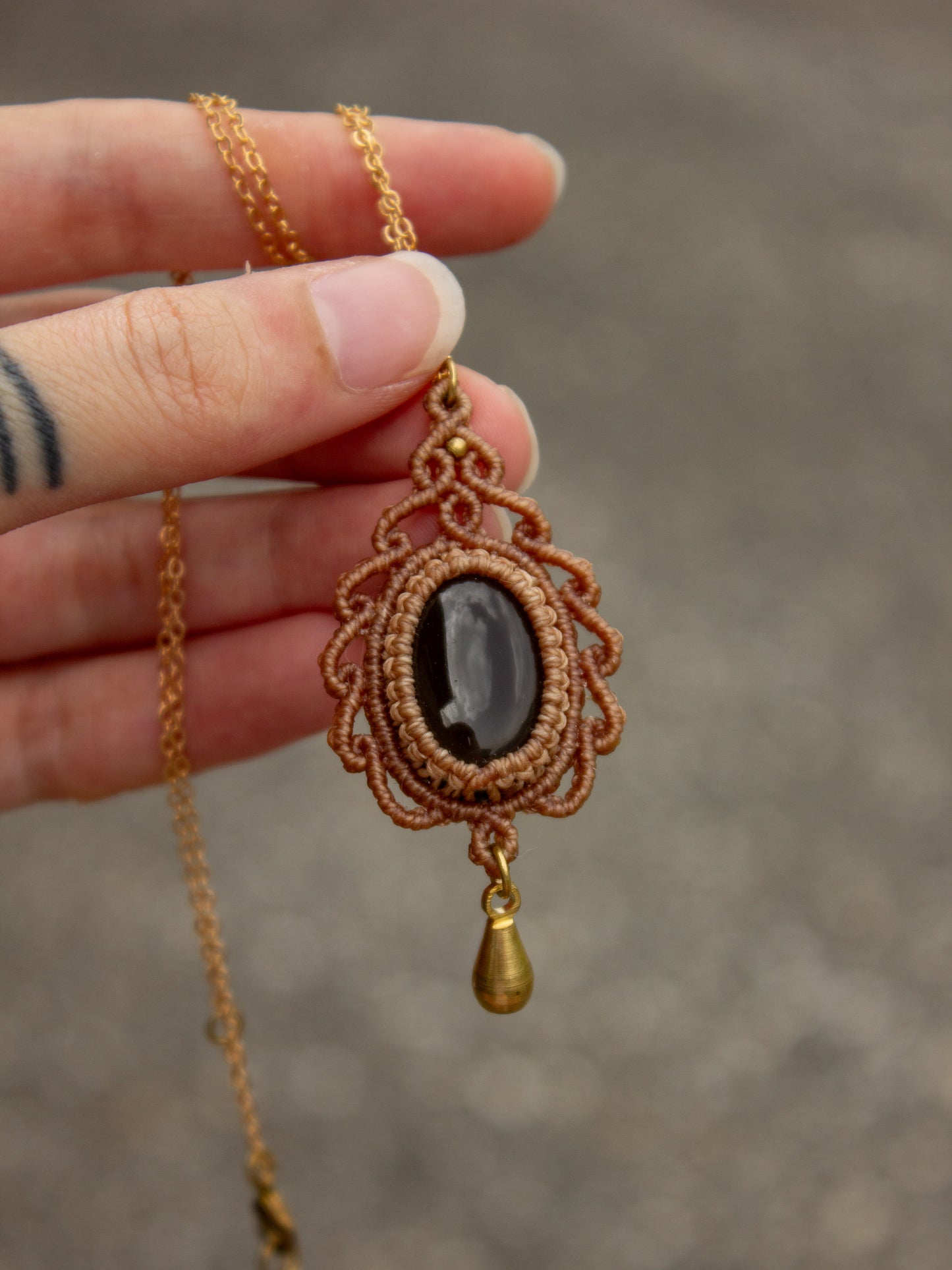 Smokey Quartz macrame necklace