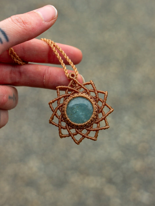 Aquamarine macrame necklace