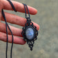 ~ affordables ~ Rainbow Moonstone macrame necklace