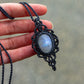 ~ affordables ~ Rainbow Moonstone macrame necklace