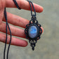 ~ affordables ~ Rainbow Moonstone macrame necklace