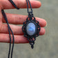 ~ affordables ~ Rainbow Moonstone macrame necklace