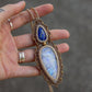 Lapis Lazuli & Rainbow Moonstone macrame necklace