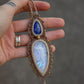 Lapis Lazuli & Rainbow Moonstone macrame necklace